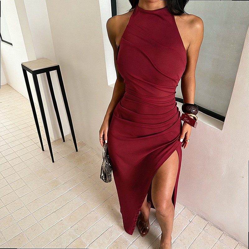 Elegante avondjurk met split,  - Maxi Dress Halter recensie en prijs