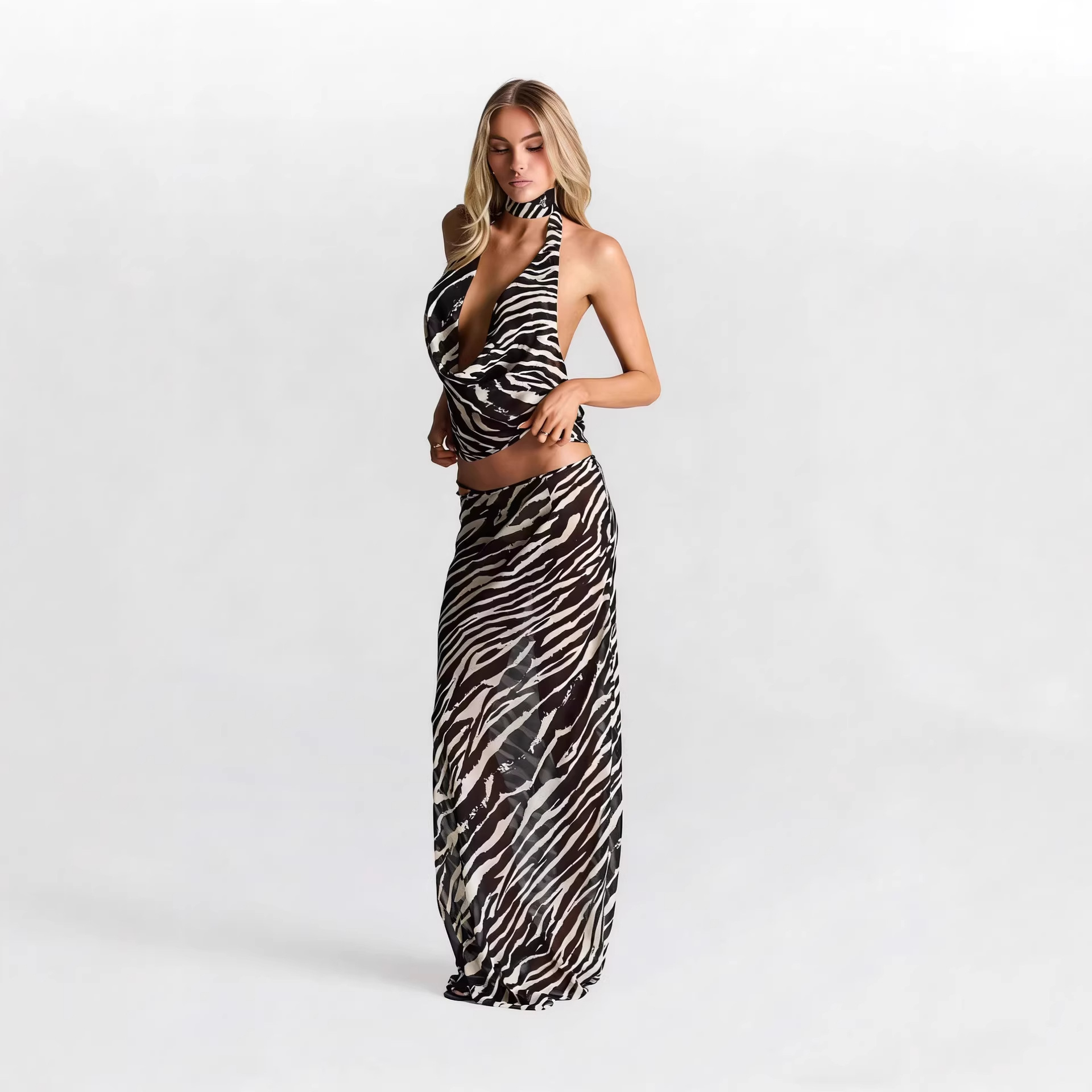 Zebraprint Halter 2-delige set - Maxi Dress Halter recensie en prijs
