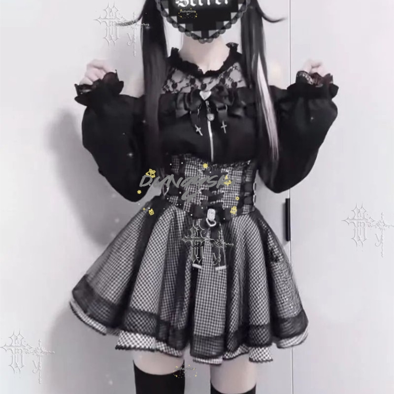 Japanse stijl Y2K Gothic Lolit - Blouse Off Shoulder recensie en prijs
